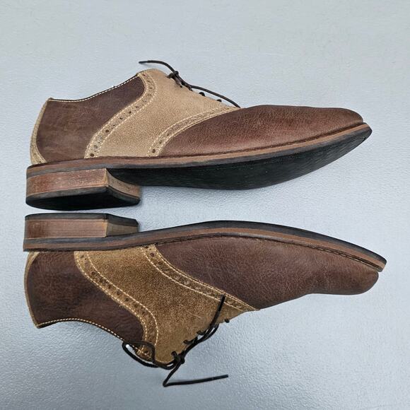 Two Tone Oxford Cole Haan Williams Size 9 Brown Leather Tan Suede Men's Dress - Picture 13 of 14